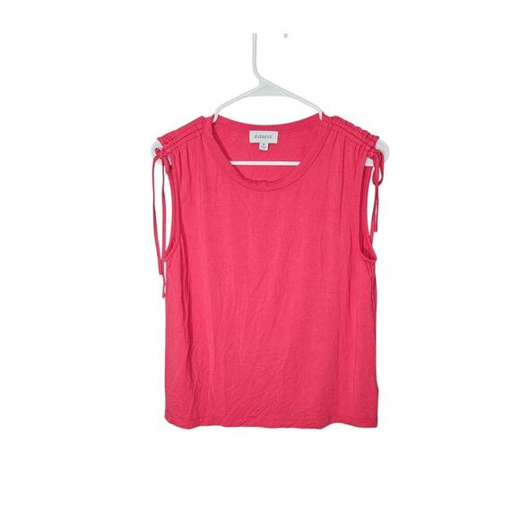 Evereve Sleeveless Tie Shoulder Crew Neck Stretchy Shirt Size Medium - Picture 1 of 5